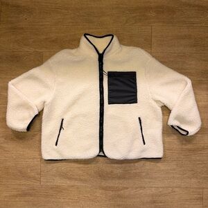 H&M White Fleece Jacket women size large